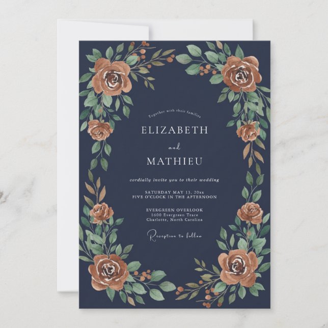 Invitation Mariage Eucalyptus au feuillage terracotta de minu (Devant)
