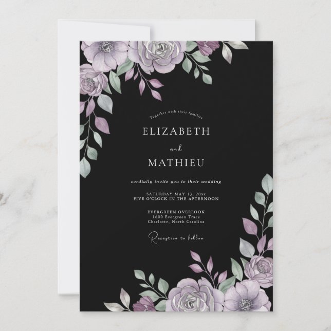 Invitation Mariage Eucalyptus au Feuillage Violet Changeant (Devant)