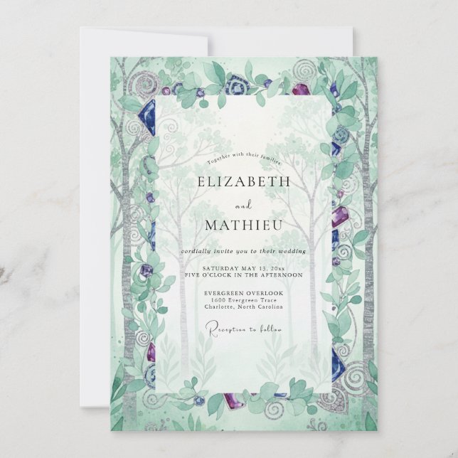 Invitation Mariage Eucalyptus Bois de Bouleau Menthe (Devant)