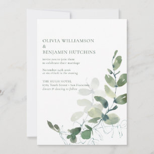 Invitation Mariage Eucalyptus botanique moderne RSVP en ligne
