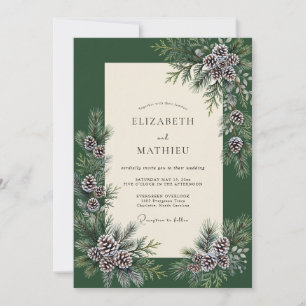 Invitation Mariage Eucalyptus Cône de Pin Hivernal