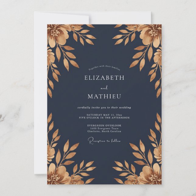 Invitation Mariage Eucalyptus Endimanché au Feuillage Doré de (Devant)