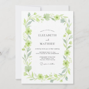 Invitation Mariage Eucalyptus Feuillage Argent Chartreuse