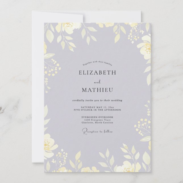 Invitation Mariage Eucalyptus Feuillage Beurre Lavande (Devant)