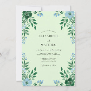 Invitation Mariage Eucalyptus Feuillage Ciel Menthe