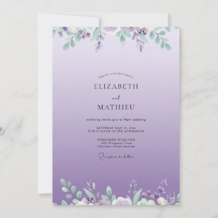 Invitation Mariage Eucalyptus Feuillage Lilas Lavande