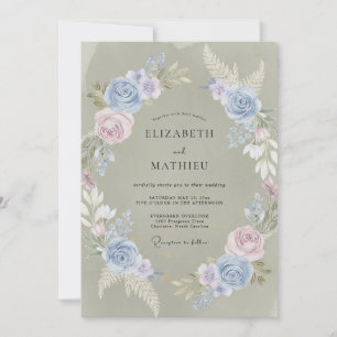Invitation Mariage Eucalyptus Feuillage Lilas Pervenche