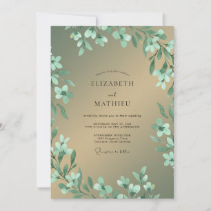 Invitation Mariage Eucalyptus Feuillage Or Menthe