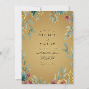 Invitation Mariage Eucalyptus Feuillage Or Miel
