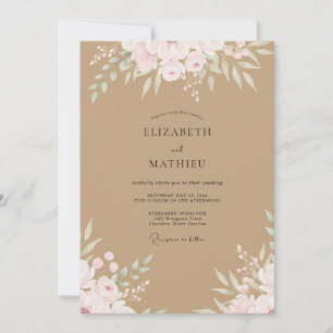 Invitation Mariage Eucalyptus Feuillage Pêche de Sable