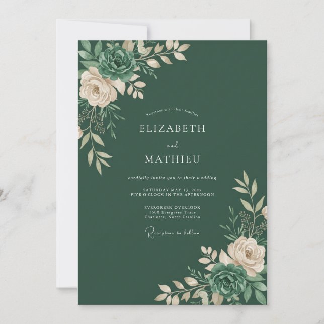 Invitation Mariage Eucalyptus Feuillage Succulent de Forêt (Devant)