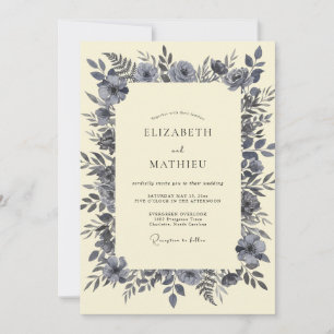 Invitation Mariage Eucalyptus Foliage Crème Antique Ardoise