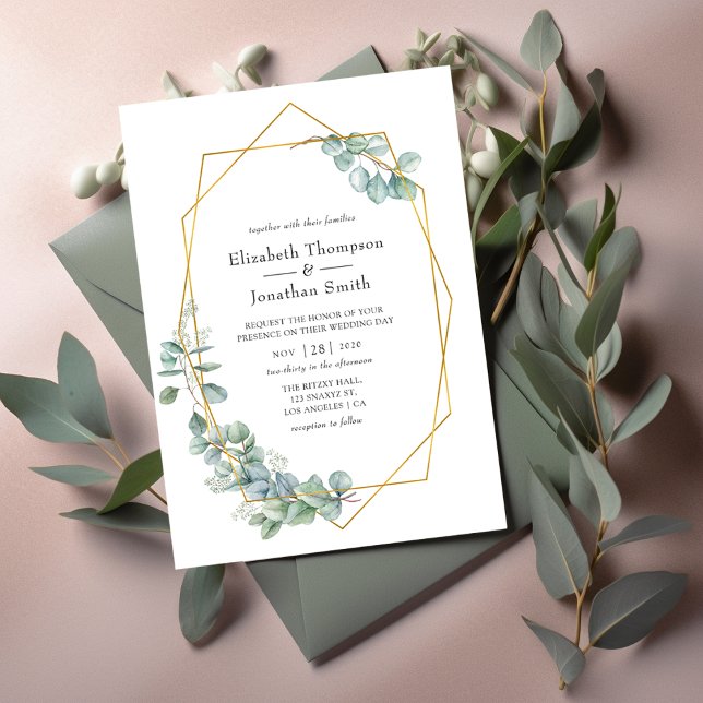 Invitation Mariage Eucalyptus géométrique de la taille d'arge (Créateur téléchargé)