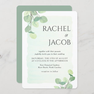 Invitation Mariage Eucalyptus Green Watercolor