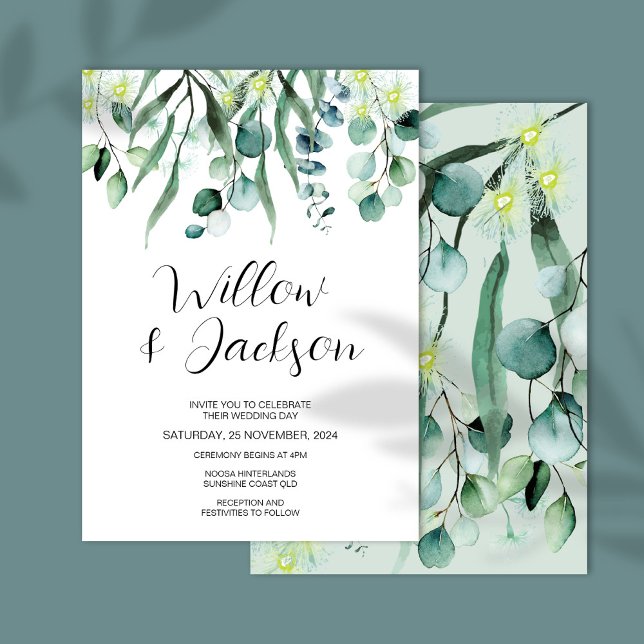 Invitation Mariage Eucalyptus Green Watercolor (Créateur téléchargé)