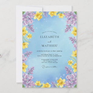 Invitation Mariage Eucalyptus Jonquille Lilas Jaune