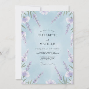 Invitation Mariage Eucalyptus Lilas Ciel en Brin
