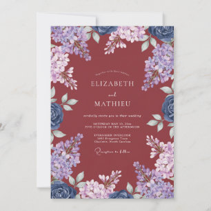 Invitation Mariage Eucalyptus Lilas Violet Rouille