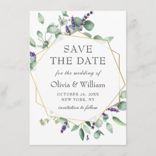 Invitation Mariage Eucalyptus moderne PHOTO ENREGISTRER LA DA