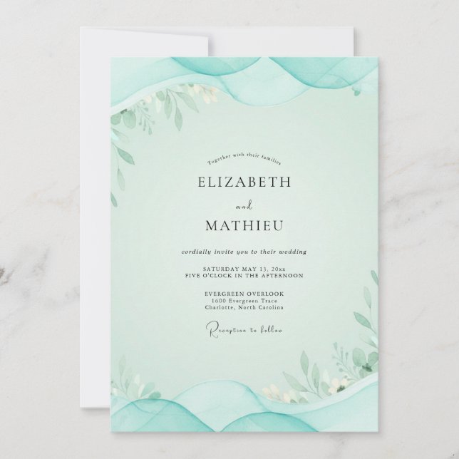 Invitation Mariage Eucalyptus Mousse de Mer (Devant)