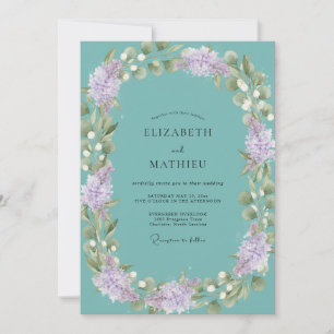 Invitation Mariage Eucalyptus Muté Feuillage Lilas Aqua