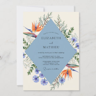 Invitation Mariage Eucalyptus Oiseau de Paradis Bleuet