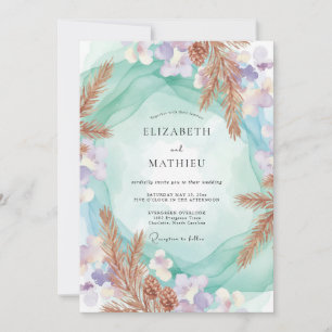 Invitation Mariage Eucalyptus Pampa Cuivre Mousse de Mer