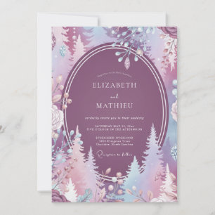 Invitation Mariage Eucalyptus Pin Sylvestre Givre et Prune