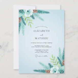 Invitation Mariage Eucalyptus Pin Teal Hiver