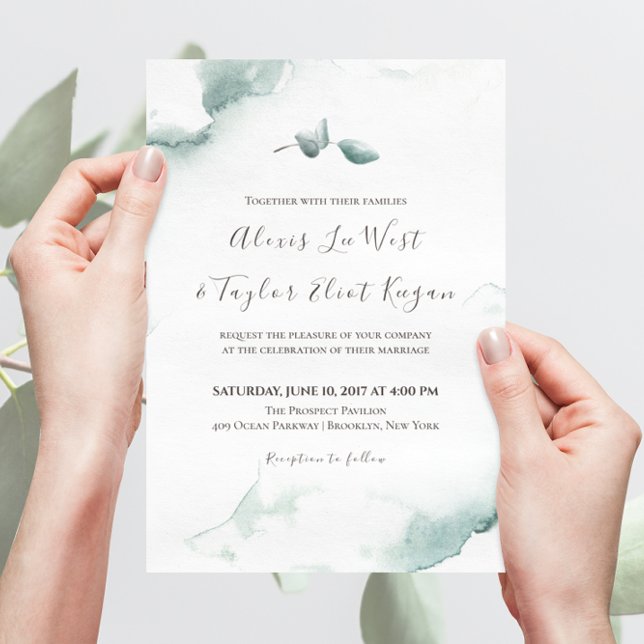 Invitation Mariage Eucalyptus rafraîchissant l'aquarelle (Créateur téléchargé)