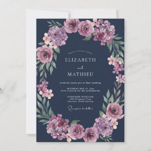 Invitation Mariage Eucalyptus Renoncule baie de minuit