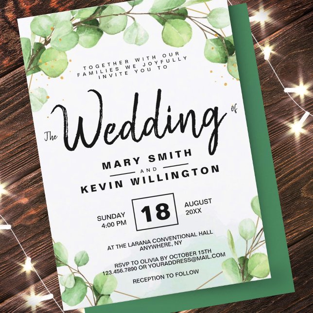 Invitation Mariage Eucalyptus Rustique Élégant Moderne (Créateur téléchargé)
