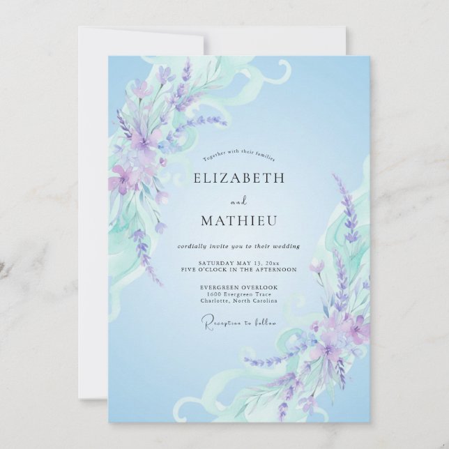 Invitation Mariage Eucalyptus Sprig Améthyste Pervenche (Devant)