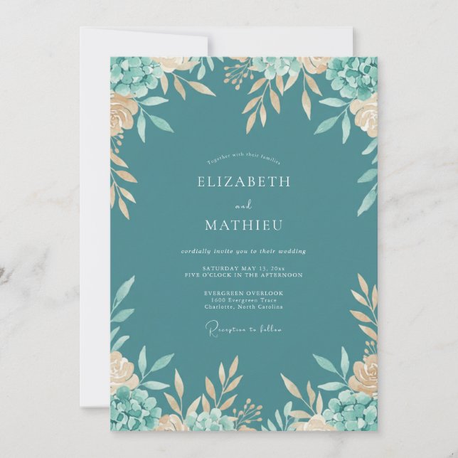 Invitation Mariage Eucalyptus Succulent Menthe Essence de Tér (Devant)