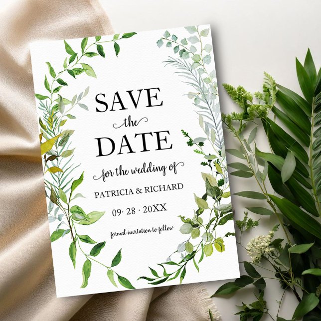 Invitation Mariage Eucalyptus Verdure Enregistrer La Date (Créateur téléchargé)