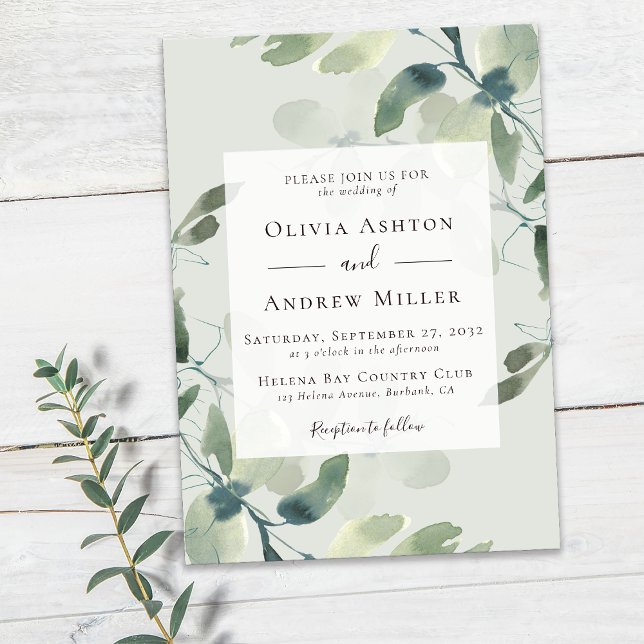 Invitation Mariage Eucalyptus Vert Sage (Créateur téléchargé)