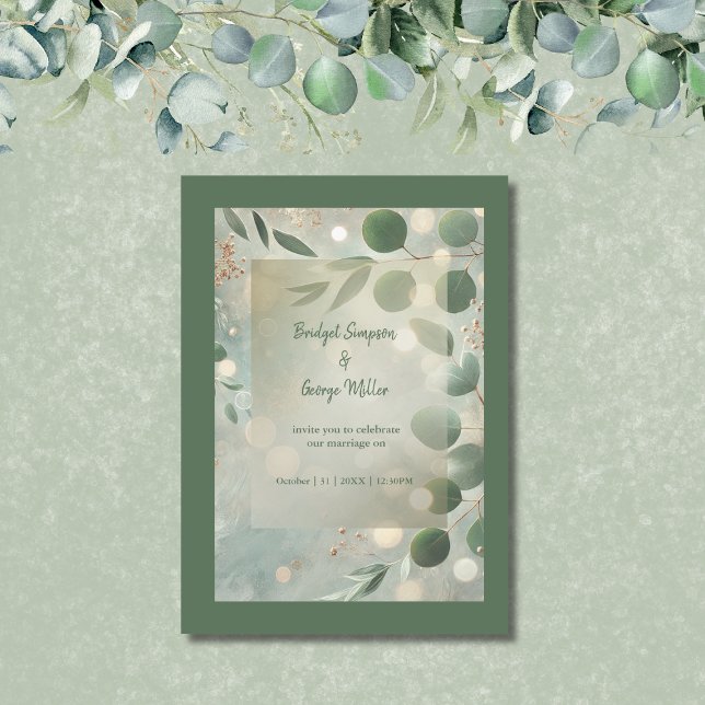 Invitation Mariage Eucalyptus Vert Sage romantique (Créateur téléchargé)