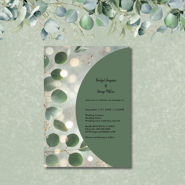 Invitation Mariage Eucalyptus Vert Sage romantique (Créateur téléchargé)