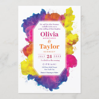 Invitation Mariage Explosion de Couleurs Arc-en-Ciel