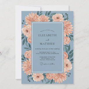 Invitation Mariage Exquis de Dahlia Bleu Poussiéreux