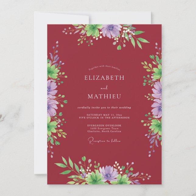 Invitation Mariage Exquis de Nature Marron (Devant)