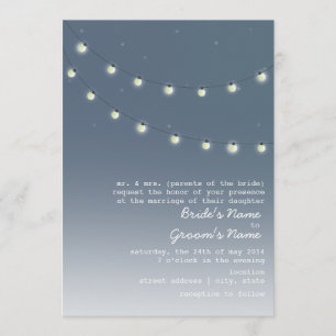 Invitation Mariage Extérieur En Soirée - Chaîne De Lumières
