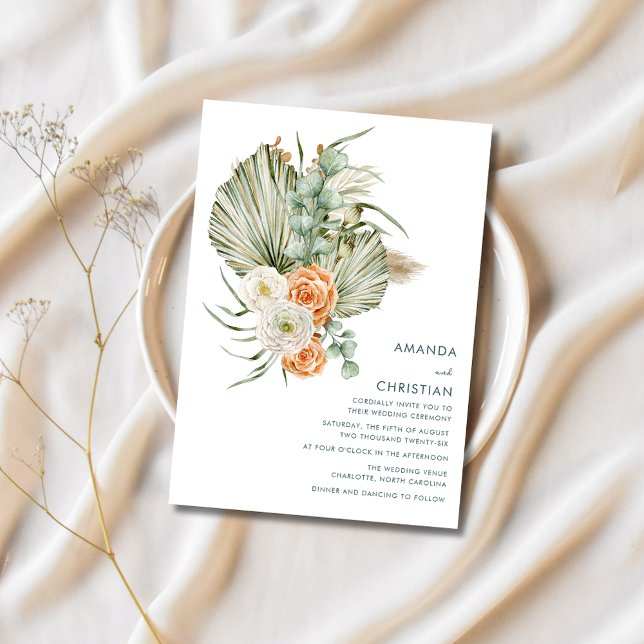 Invitation Mariage extérieur rustique avec fleurs d'automne (Fall Flowers Rustic Outdoor Wedding Invitation)