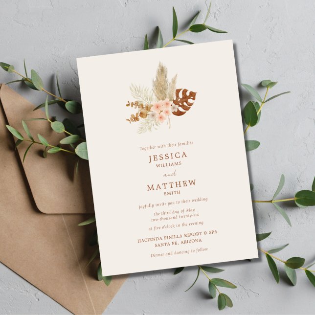 Invitation Mariage extérieur rustique de fleurs d'automne Boh (Créateur téléchargé)