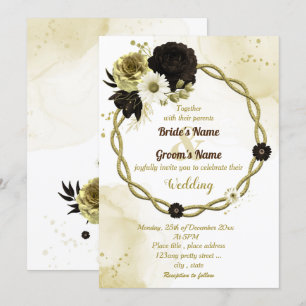 Invitation mariage Extraordinaire de couronnes florales en iv