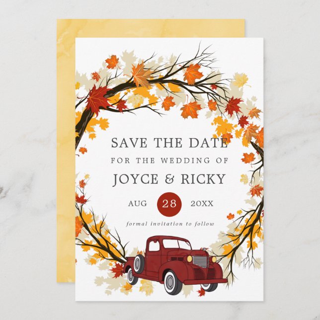 Invitation Mariage Faire Enregistrer Les Feuilles D'automne C (Devant / Derrière)