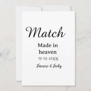 Invitation Mariage fait au ciel nom date calligraphie simple
