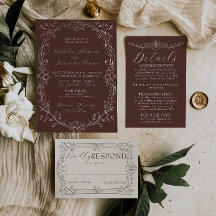 Mariage Fancy Chocolat Brun Floral Ancien Argent