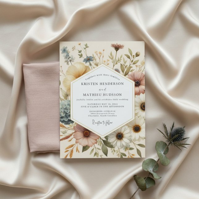 Invitation Mariage Fantaisie Botanique Crème (Créateur téléchargé)
