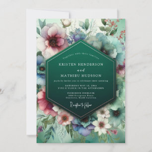 Invitation Mariage Fantaisie Botanique Émeraude